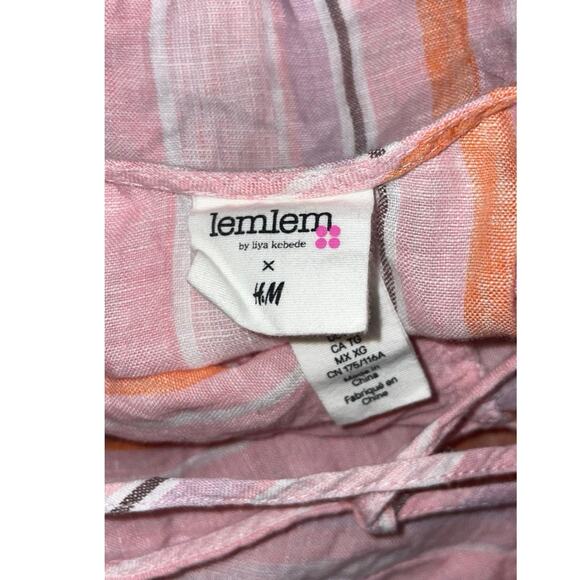 Lemlem by Liya Kebede x H&M Pink Striped 100% Linen Swing Dress    Size: XL - Picture 5 of 6